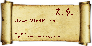 Klemm Vitális névjegykártya